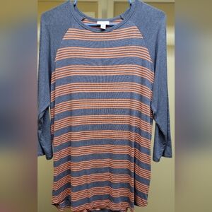 Women's Orange and Grey Long Sleeve Tee